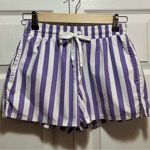 Urban Outfitters Elastic Waist Purple and White Striped Shorts